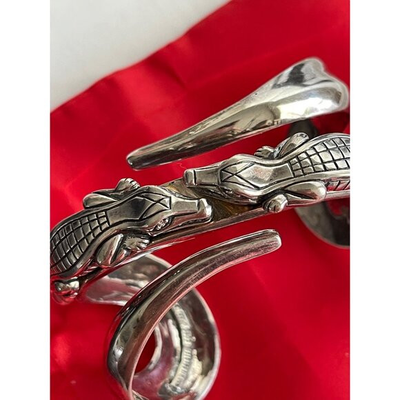BARRY KIESELSTEIN CORD Sterling Alligator Cuff Bracelet with Diamond Eyes Vintag - Picture 3 of 9